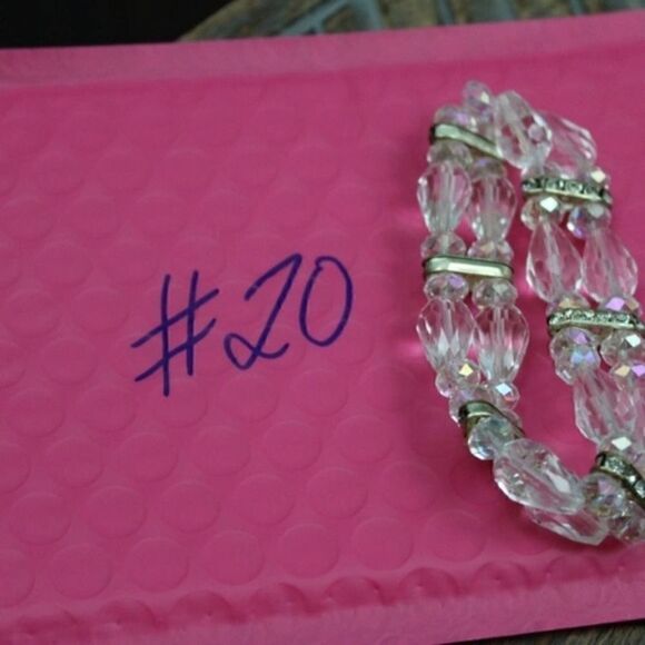 Beaded Clear & Silver Rhinestone Stretch Bracelet - Picture 5 of 6